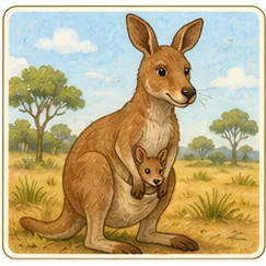 Illustration of kangaroos have pouches for the question "Why do kangaroos have pouches?"