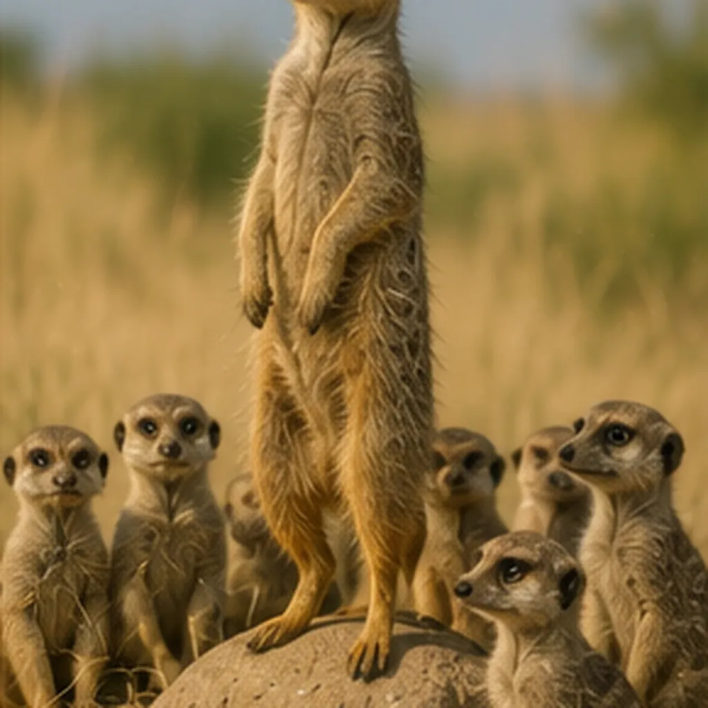 Illustration of meerkats warn each other about danger for the question "How do meerkats warn each other about danger?"