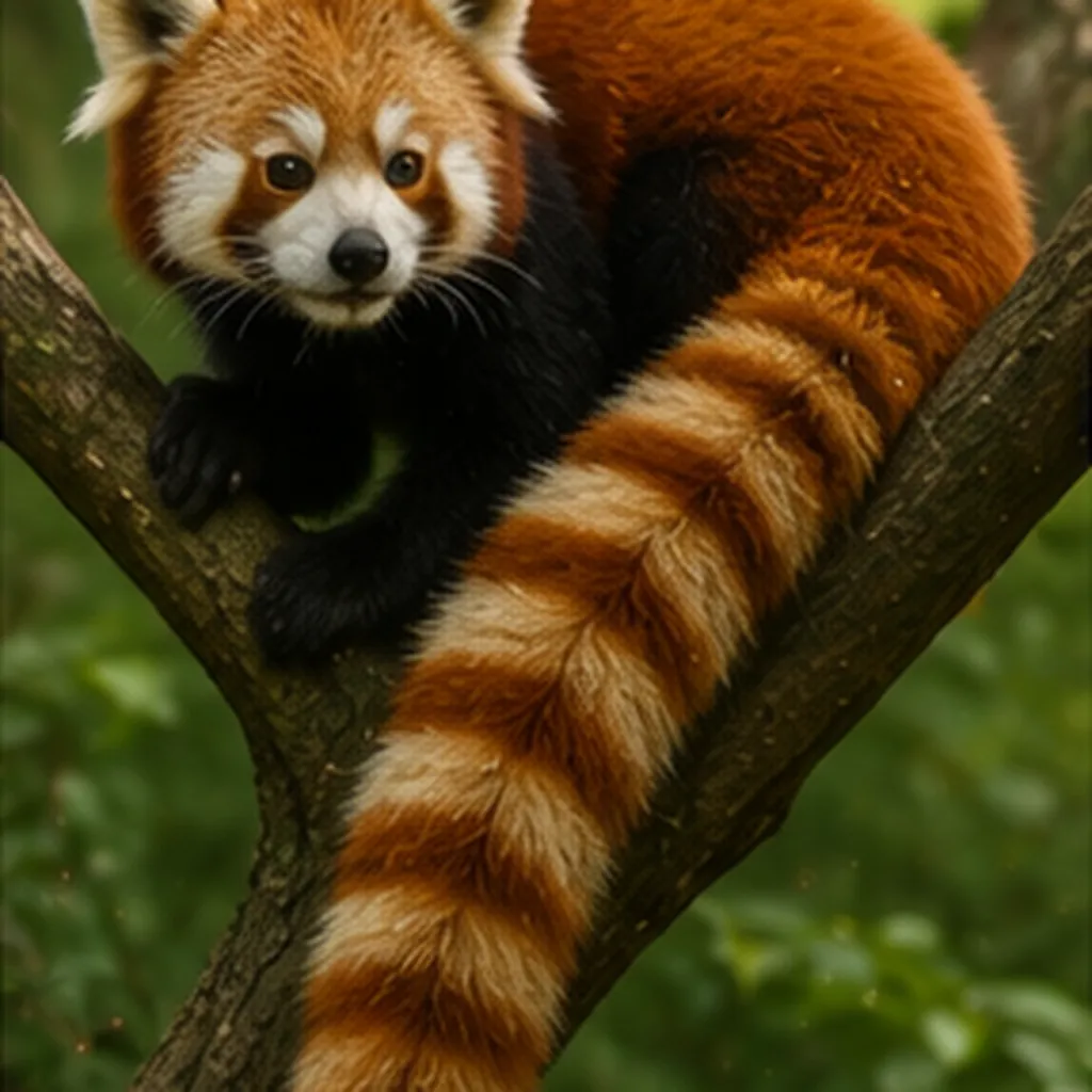 Illustration of red pandas have ringed tails for the question "Why do red pandas have ringed tails?"