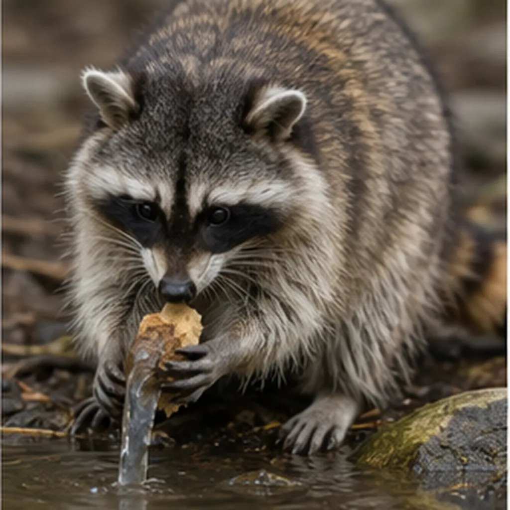 Illustration of raccoons often dunk their food in water for the question "Why do raccoons often dunk their food in water?"