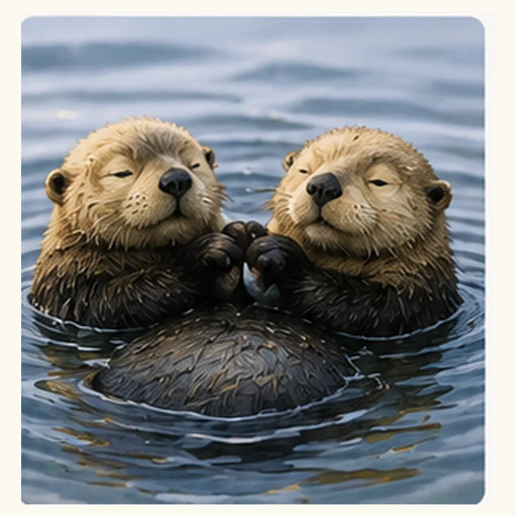 Illustration of sea otters hold hands while they sleep for the question "Why do sea otters hold hands while they sleep?"