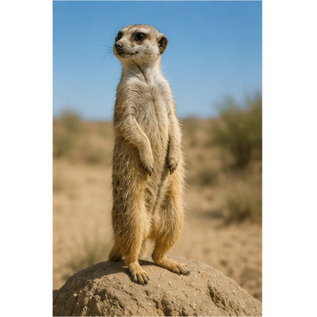 Illustration of meerkats stand on their back legs for the question "Why do meerkats stand on their back legs?"