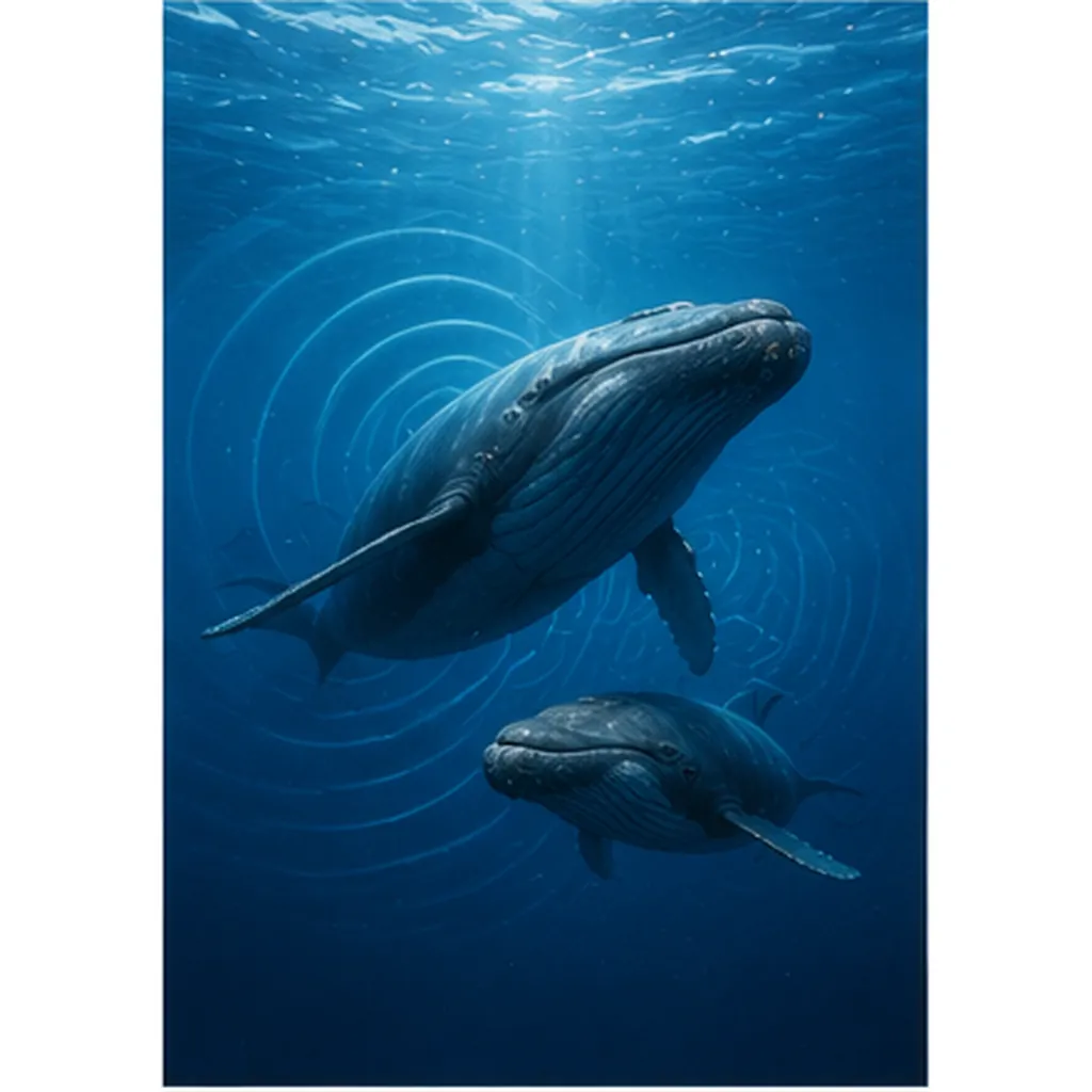 Illustration of whales sing to each other for the question "Why do whales sing to each other?"