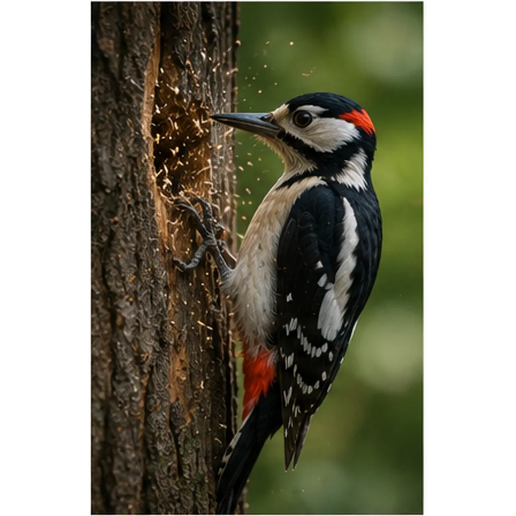 Illustration of woodpeckers handle repeated pecking for the question "How do woodpeckers handle repeated pecking?"