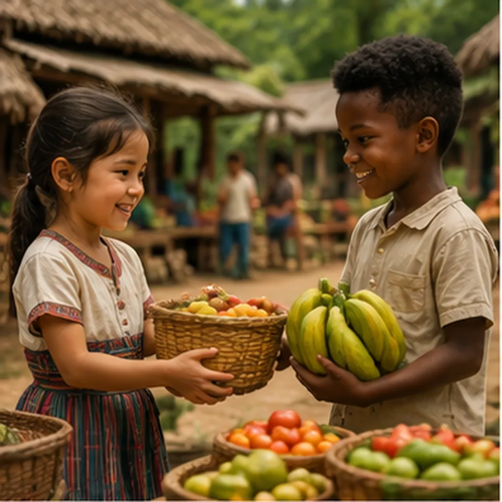 Illustration of people trade things without using money for the question "Why do people trade things without using money?"