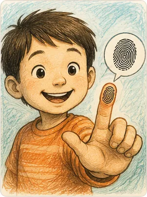 Illustration of we have fingerprints for the question "Why do we have fingerprints?"