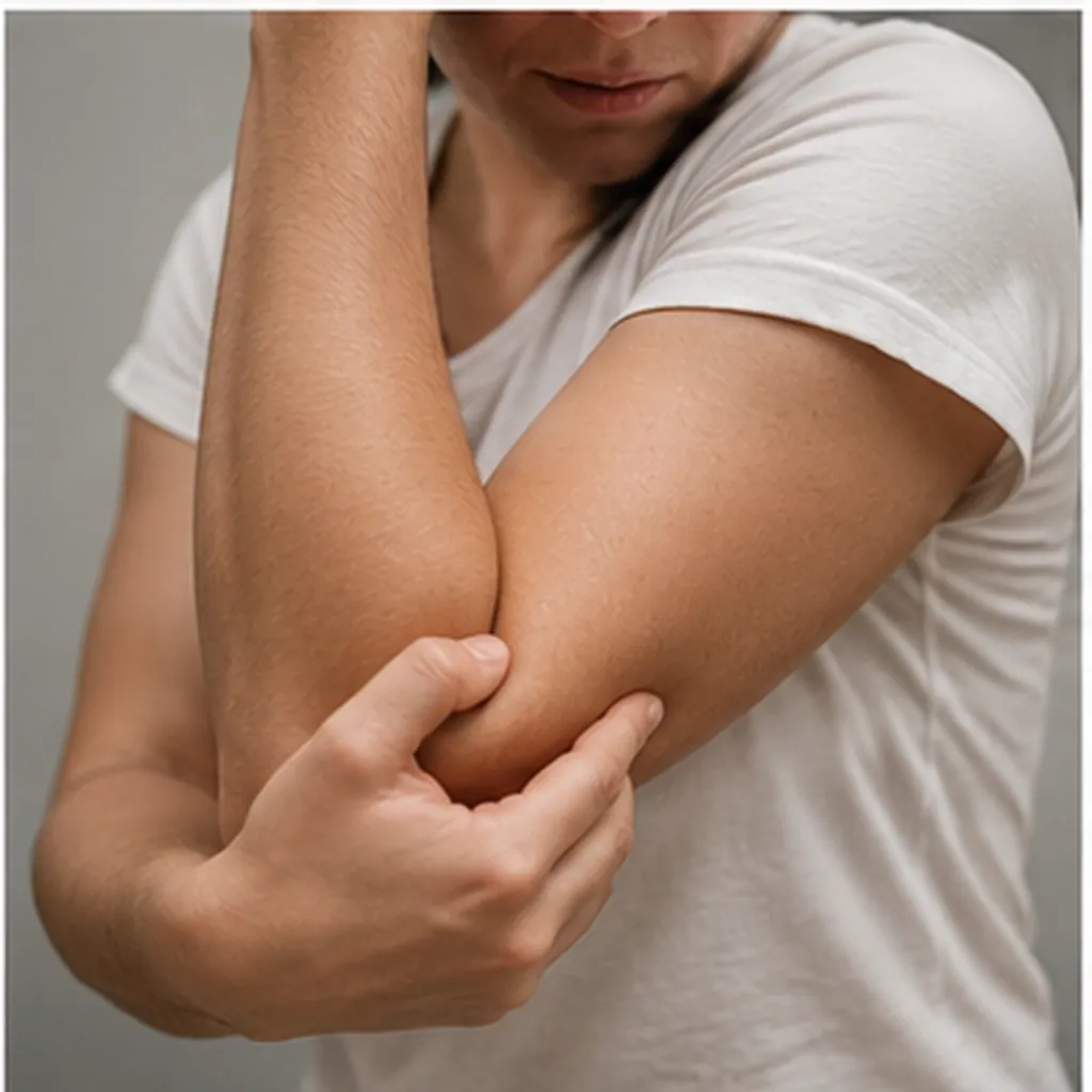 Illustration of hitting your elbow give you that strange tingly 'funny bone' feeling for the question "Why does hitting your elbow give you that strange tingly 'funny bone' feeling?"