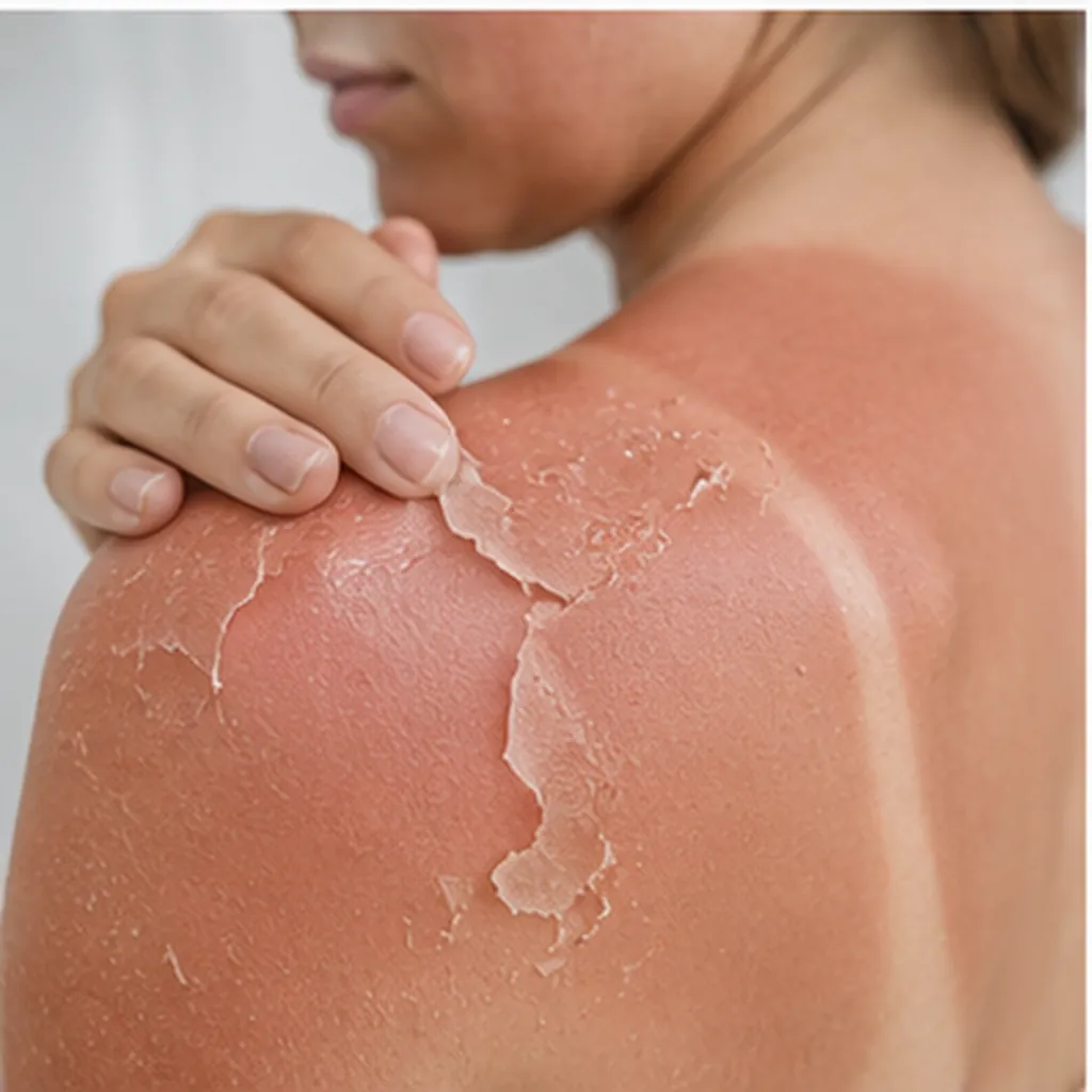 Illustration of your skin peel after a really bad sunburn for the question "Why does your skin peel after a really bad sunburn?"