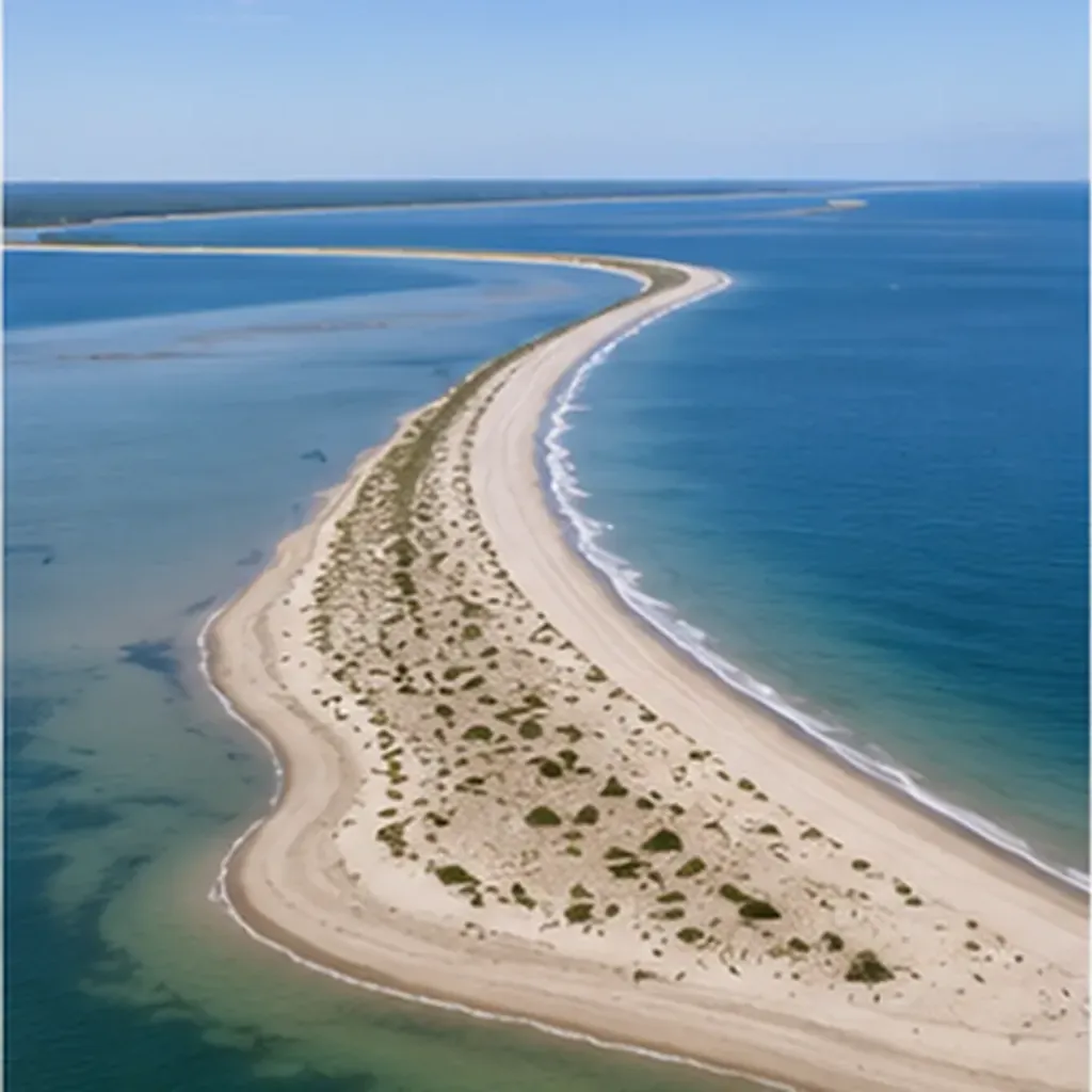 Illustration of the sea build a long finger of sand stretching into the water for the question "How does the sea build a long finger of sand stretching into the water?"