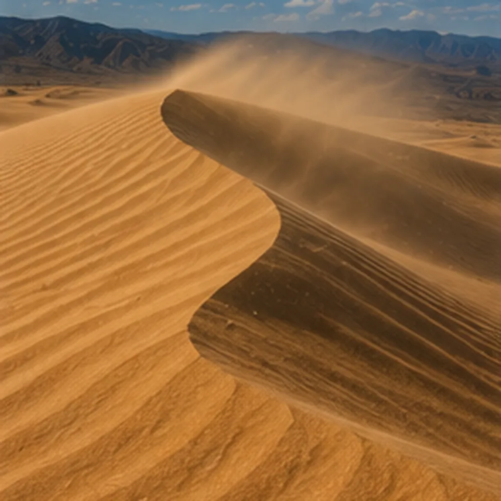 Illustration of sand dunes move for the question "How do sand dunes move?"