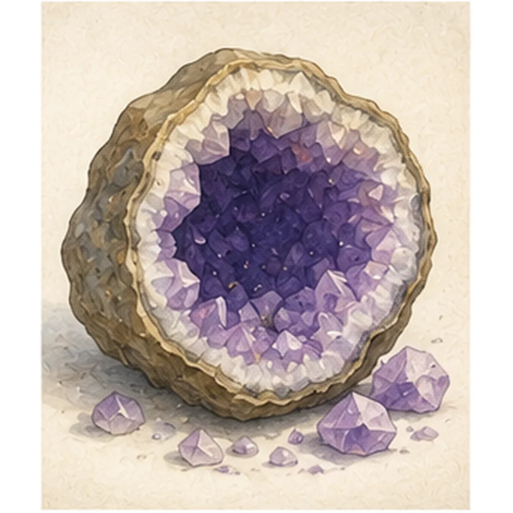 Illustration of some rocks have crystals inside for the question "Why do some rocks have crystals inside?"