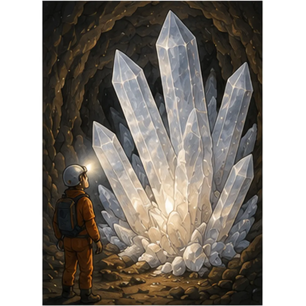 Illustration of some caves have giant crystals for the question "Why do some caves have giant crystals?"