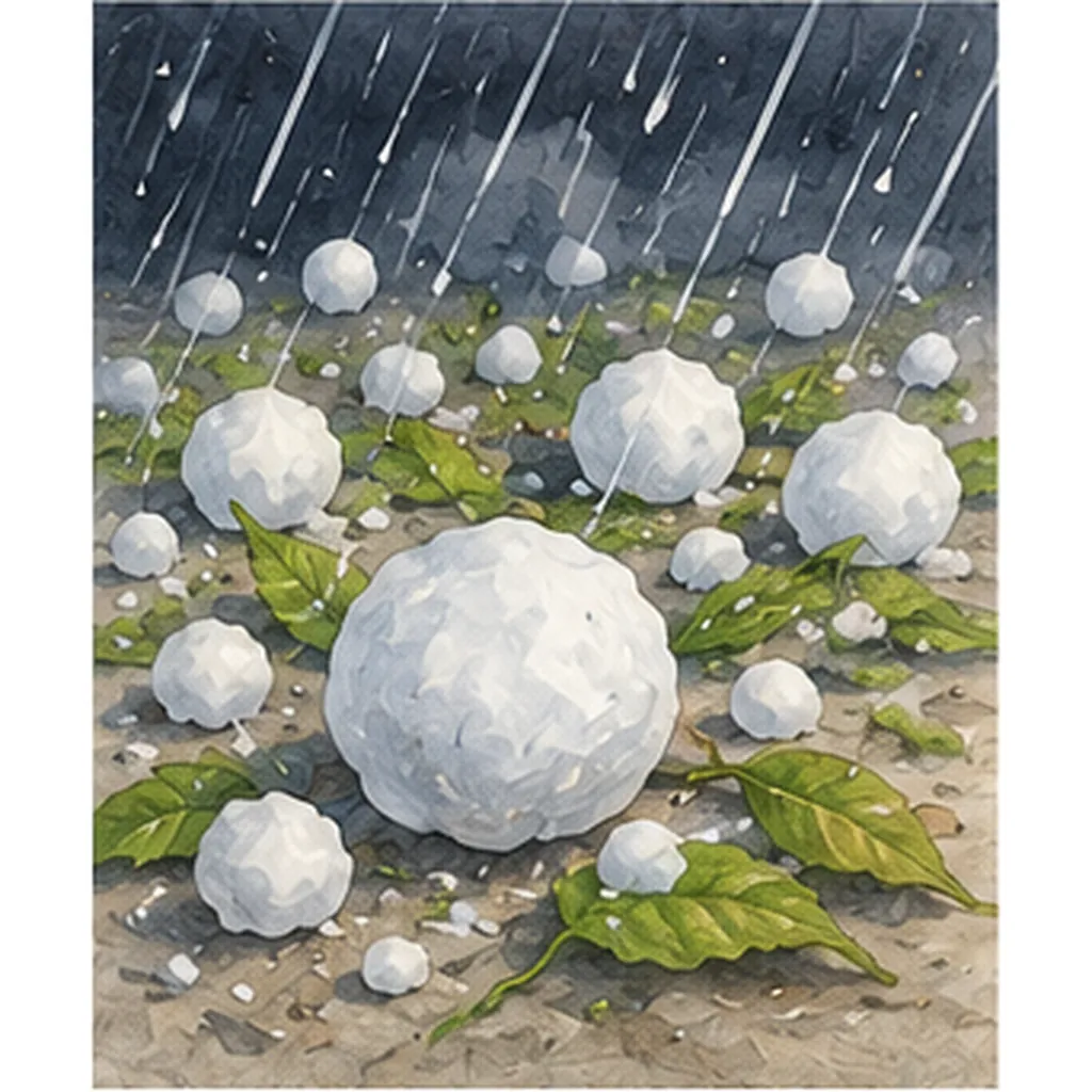 Illustration of hail fall as balls of ice for the question "Why does hail fall as balls of ice?"