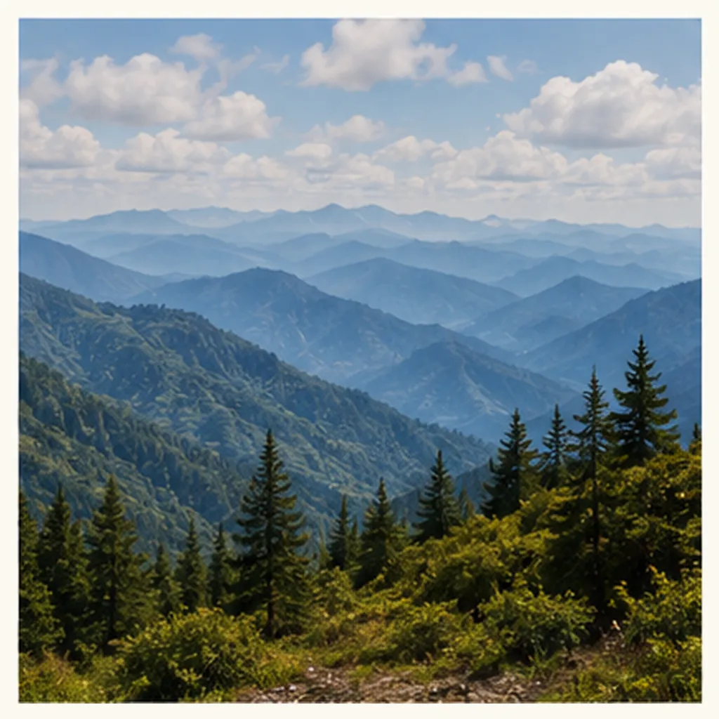 Illustration of mountains look blue from far away for the question "Why do mountains look blue from far away?"