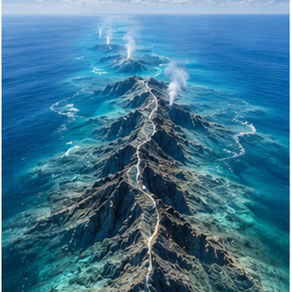 Illustration of the giant underwater mountain range that circles the whole planet for the question "What is the giant underwater mountain range that circles the whole planet?"