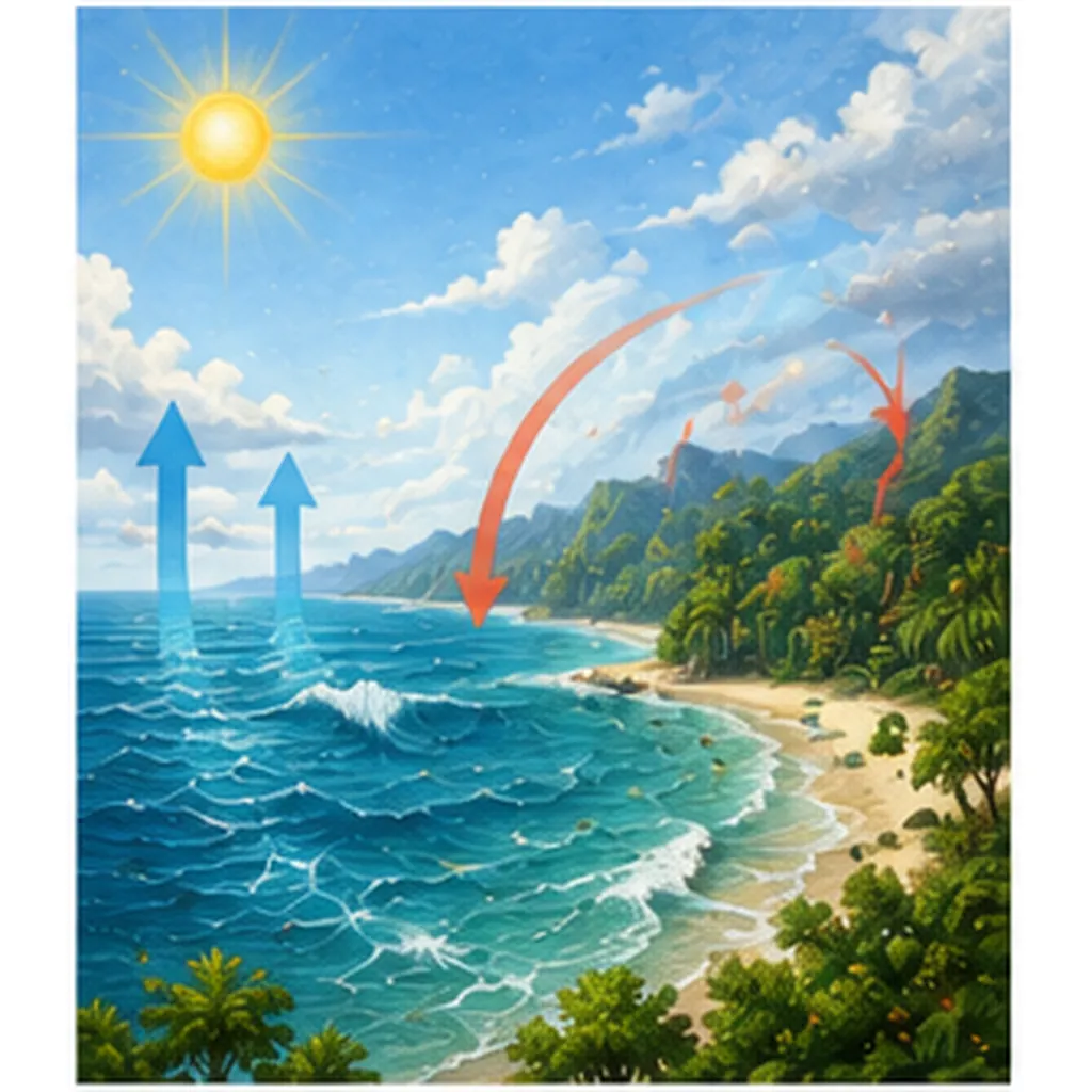 Illustration of oceans help control earth's temperature for the question "Why do oceans help control Earth's temperature?"