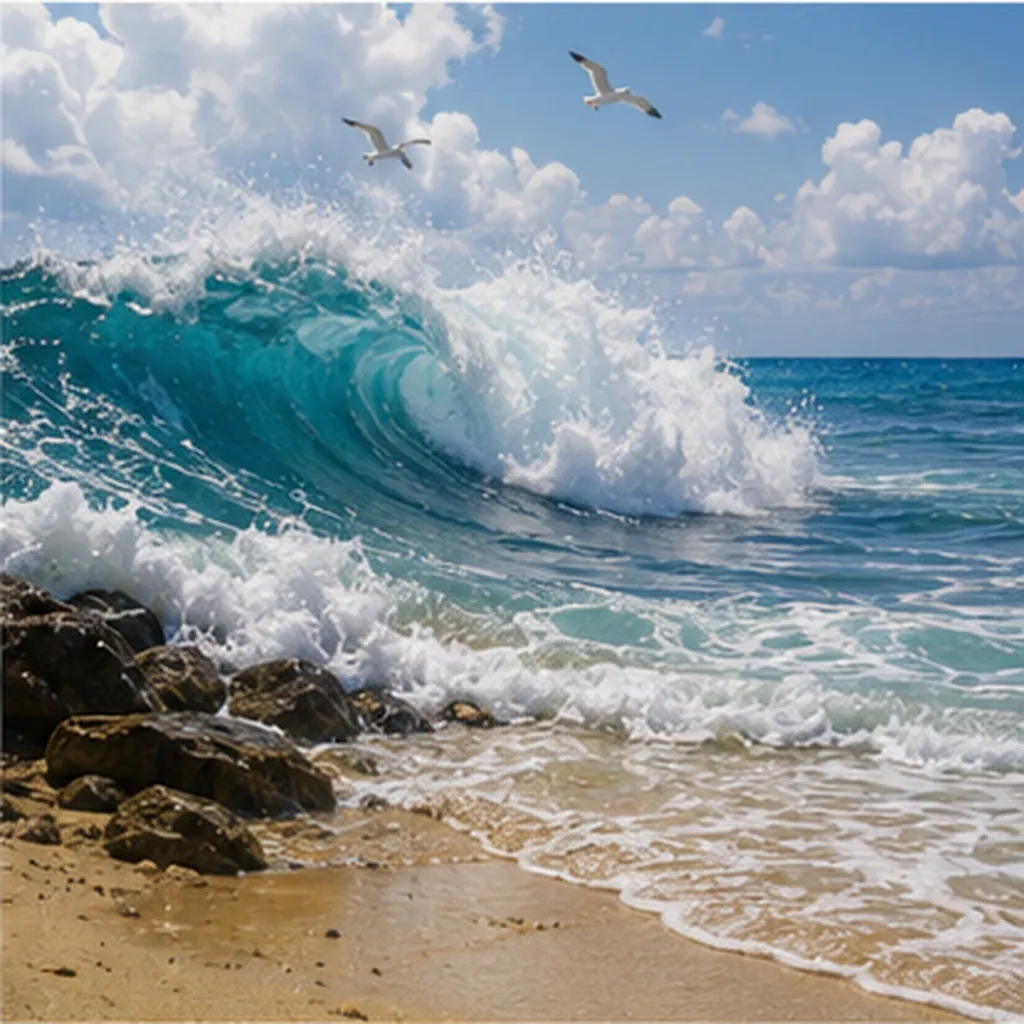 Illustration of waves crash on the shore for the question "Why do waves crash on the shore?"