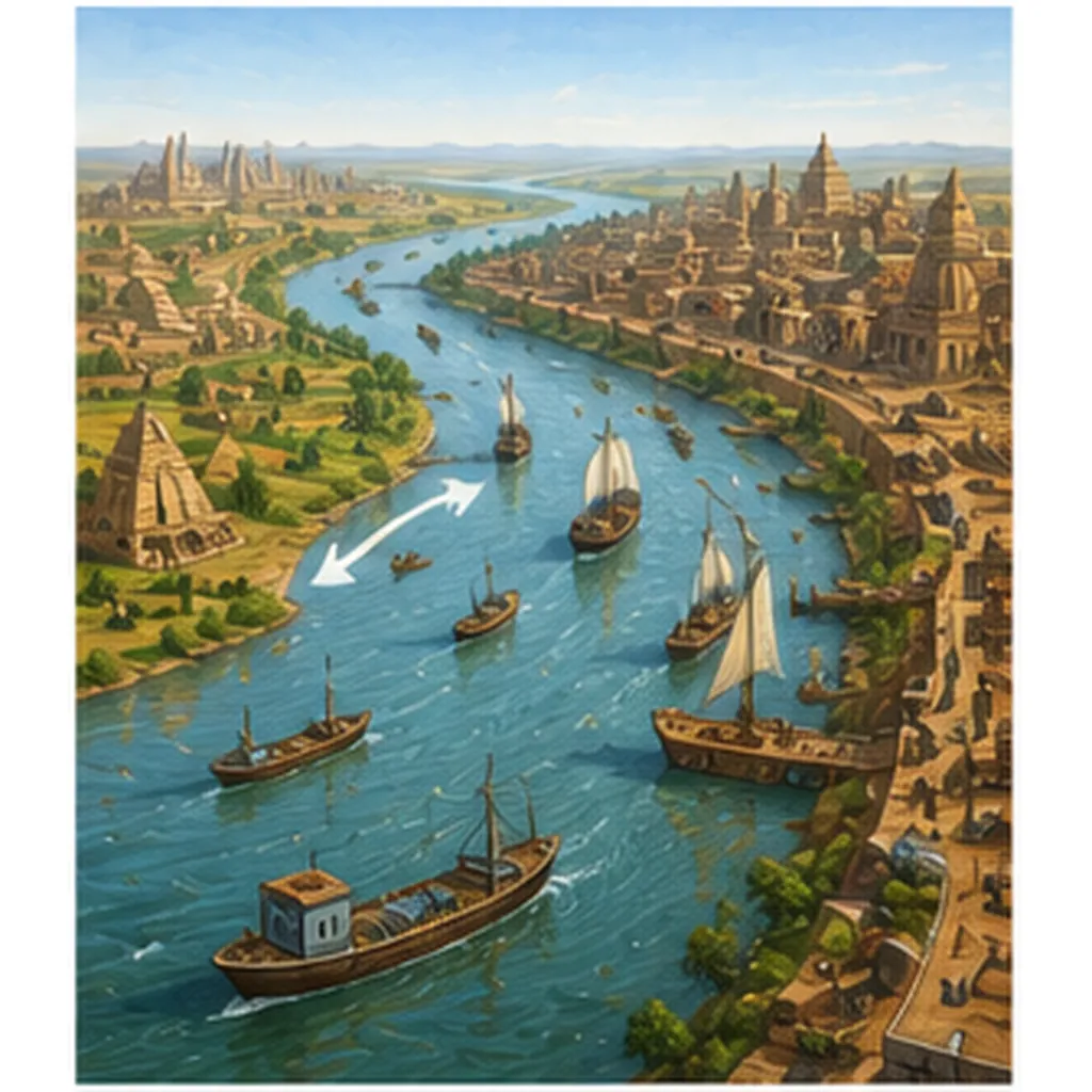 Illustration of rivers change human history for the question "How do rivers change human history?"