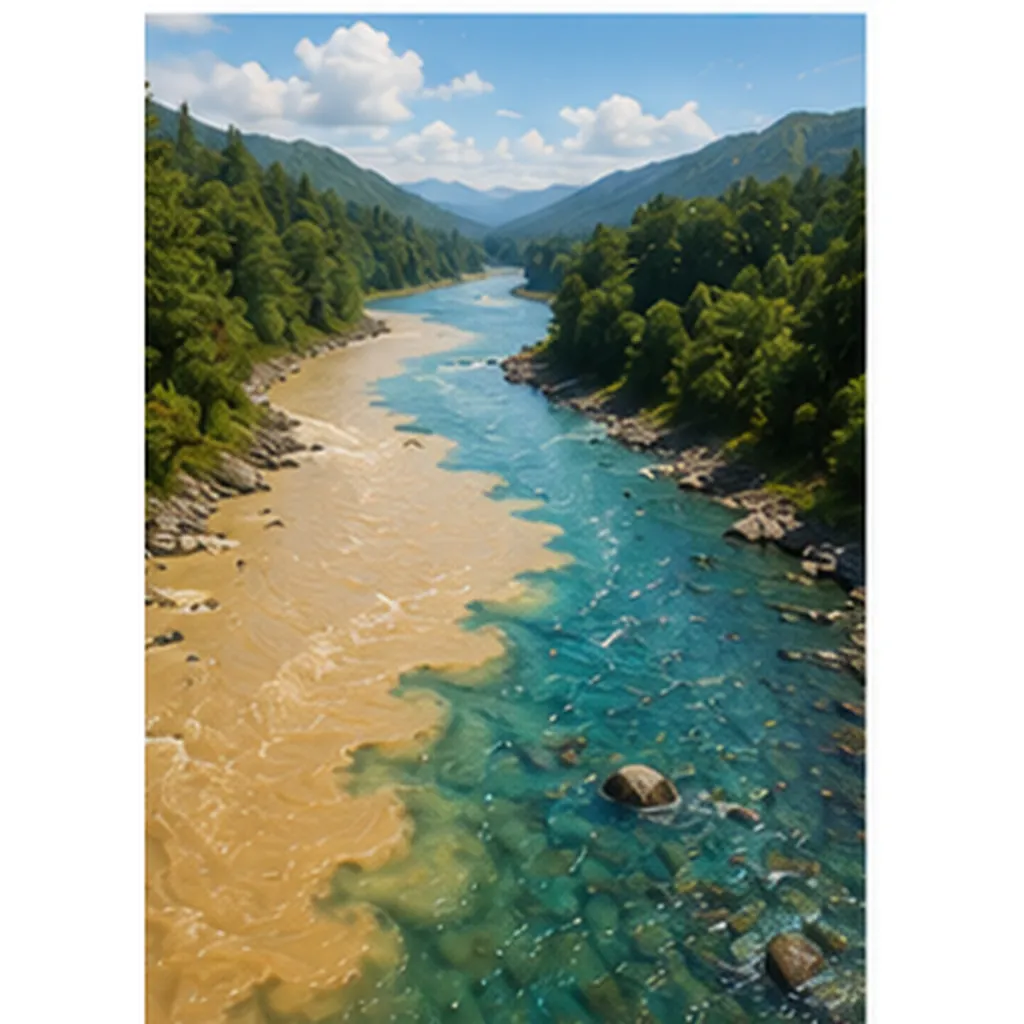 Illustration of rivers sometimes change colour for the question "Why do rivers sometimes change colour?"