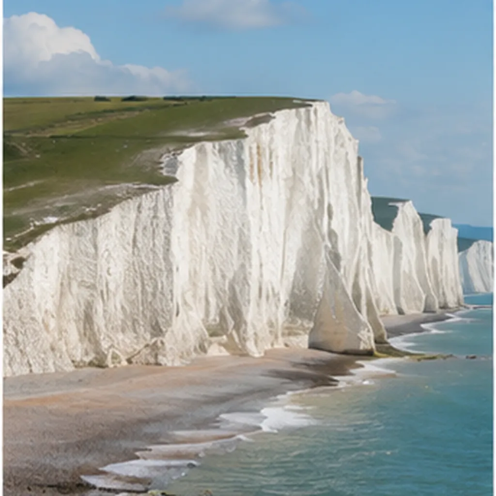 Illustration of some sea cliffs blindingly white instead of grey or brown for the question "Why are some sea cliffs blindingly white instead of grey or brown?"