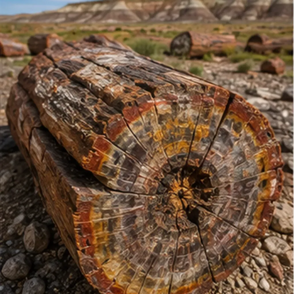 Illustration of a fallen tree slowly turn to solid stone for the question "How does a fallen tree slowly turn to solid stone?"