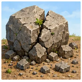 Illustration of rocks break into pieces for the question "Why do rocks break into pieces?"