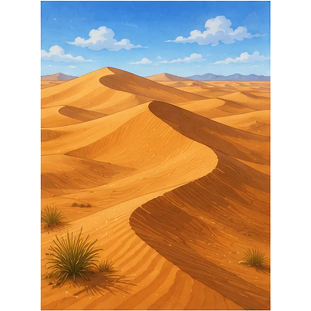 Illustration of deserts have giant sand dunes for the question "Why do deserts have giant sand dunes?"