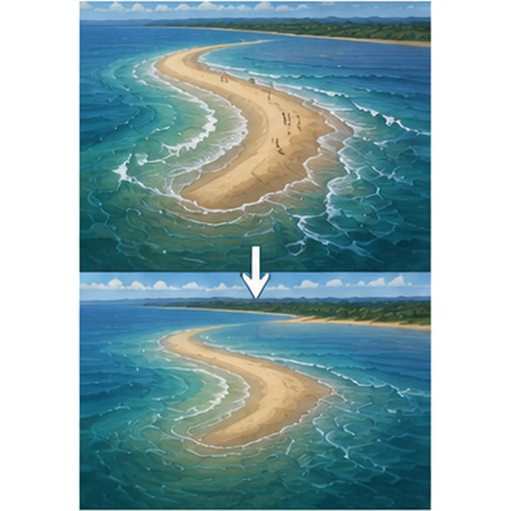 Illustration of sandbars appear and disappear for the question "Why do sandbars appear and disappear?"