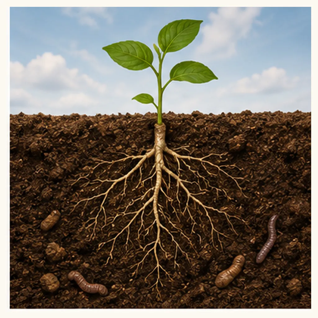 Illustration of soil help plants grow for the question "How does soil help plants grow?"