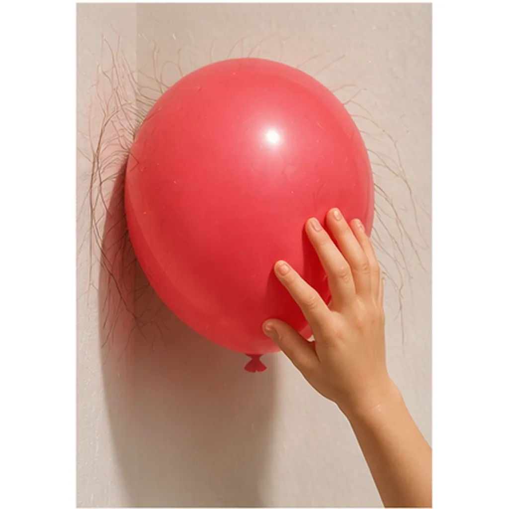Illustration of balloons stick to walls for the question "Why do balloons stick to walls?"