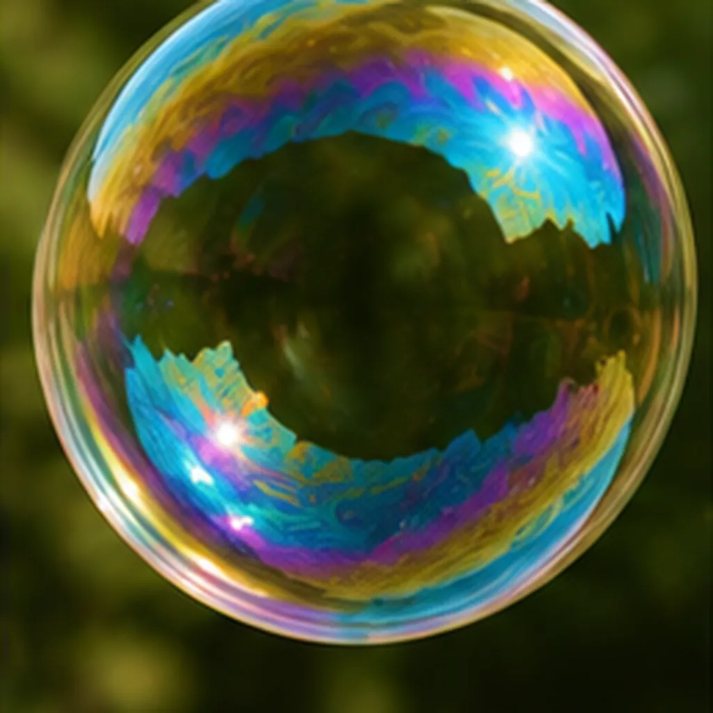 Illustration of soap bubbles shine with rainbow colours for the question "Why do soap bubbles shine with rainbow colours?"