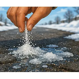 Illustration of salt melt ice for the question "Why does salt melt ice?"