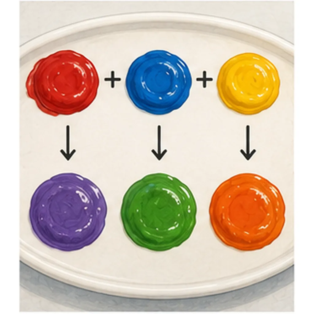 Illustration of some colours make new colours when mixed for the question "Why do some colours make new colours when mixed?"