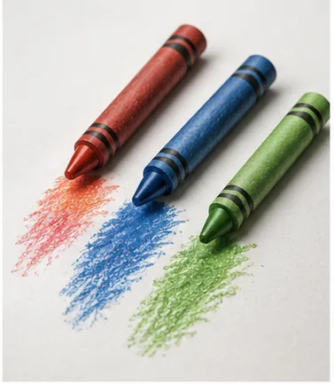 Illustration of crayons leave colour for the question "Why do crayons leave colour?"