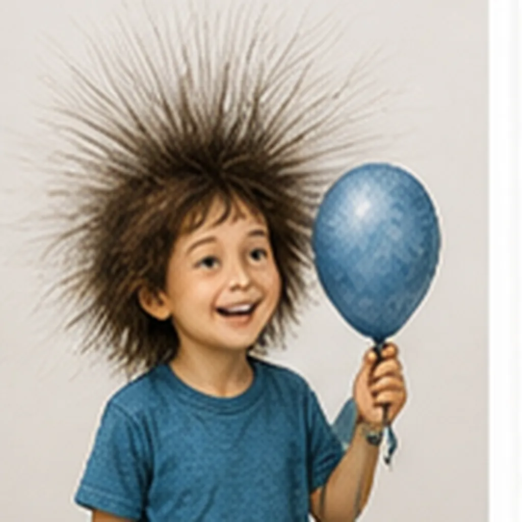 Illustration of hair stand up with static for the question "Why does hair stand up with static?"