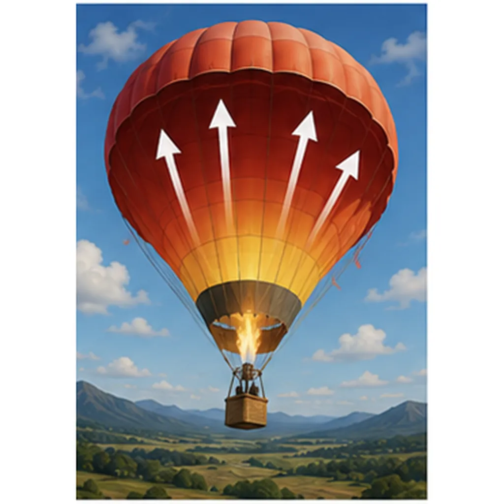 Illustration of hot air rise for the question "Why does hot air rise?"