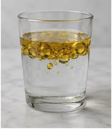 Illustration of oil float on water for the question "Why does oil float on water?"