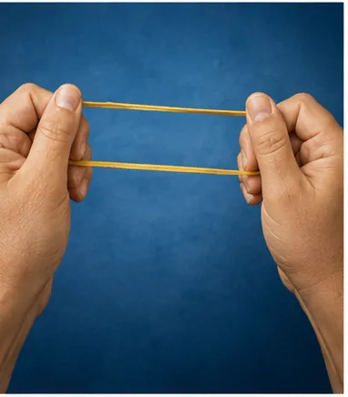 Illustration of rubber bands stretch for the question "Why do rubber bands stretch?"
