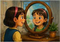 Illustration of mirrors reflect for the question "How do mirrors reflect?"