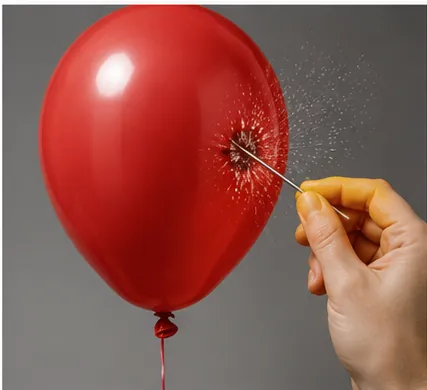 Illustration of a balloon pop for the question "How does a balloon pop?"
