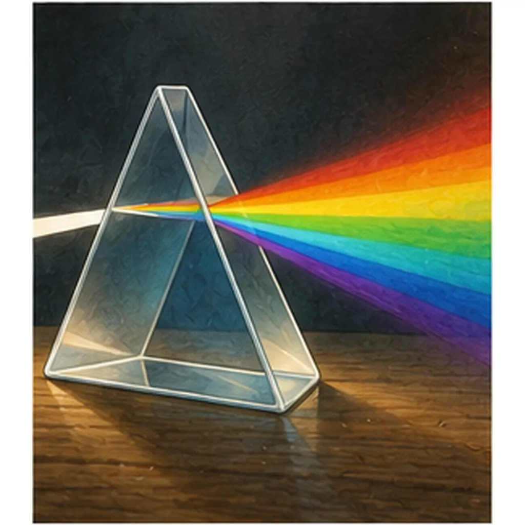Illustration of prisms split light into rainbows for the question "How do prisms split light into rainbows?"