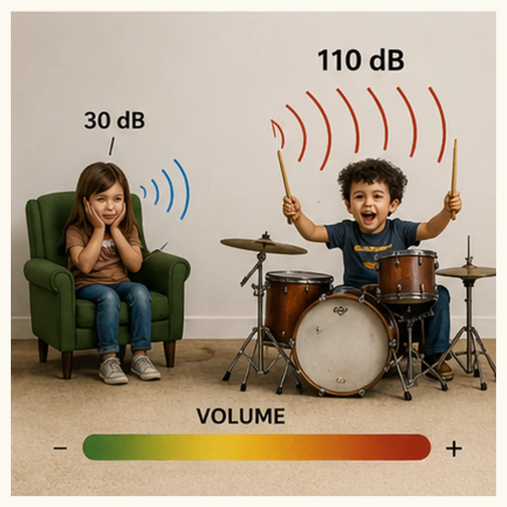 Illustration of some sounds feel loud for the question "Why do some sounds feel loud?"