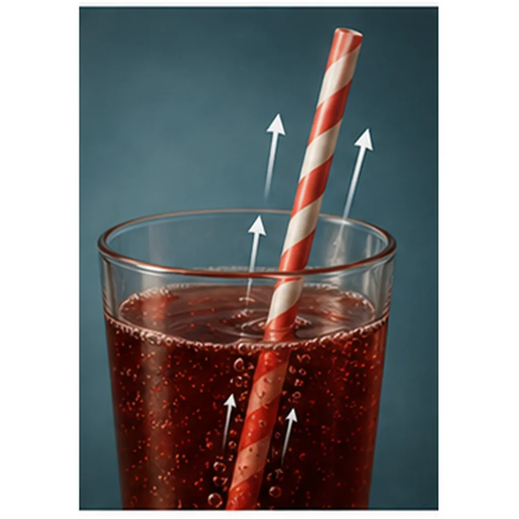 Illustration of a straw make a drink rise for the question "Why does a straw make a drink rise?"