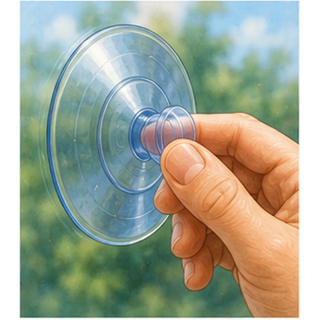 Illustration of suction cups stick to windows for the question "Why do suction cups stick to windows?"
