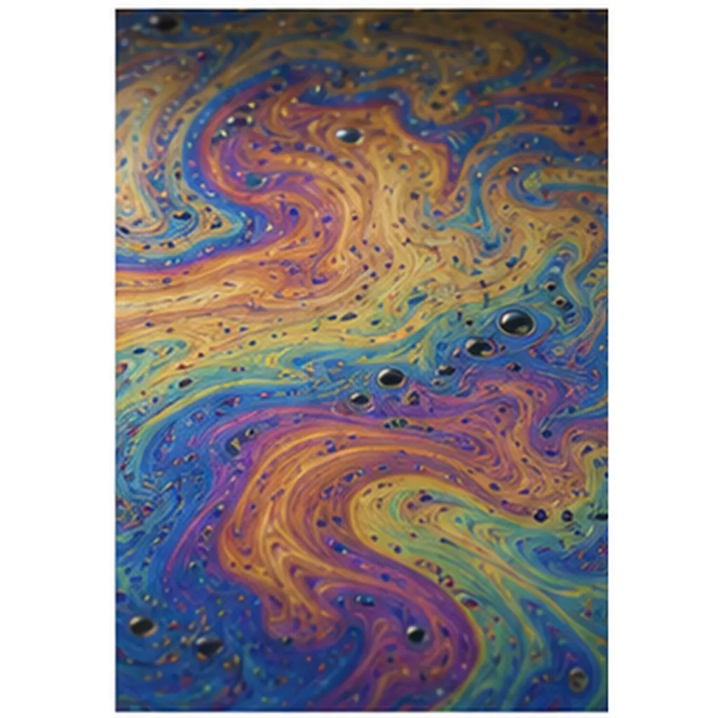Illustration of oil on water make rainbow colours for the question "Why does oil on water make rainbow colours?"