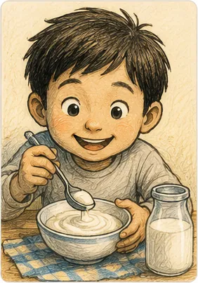 Illustration of milk turn into yoghurt for the question "Why does milk turn into yoghurt?"