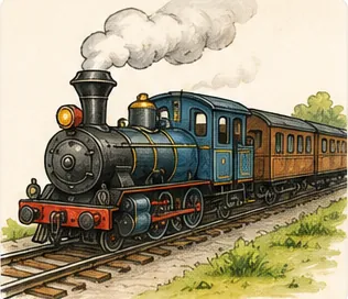 Illustration of trains run on tracks for the question "Why do trains run on tracks?"