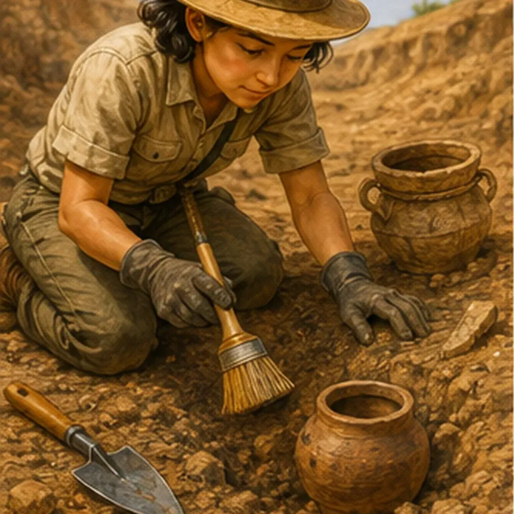 Illustration of archaeologists use brushes for the question "Why do archaeologists use brushes?"