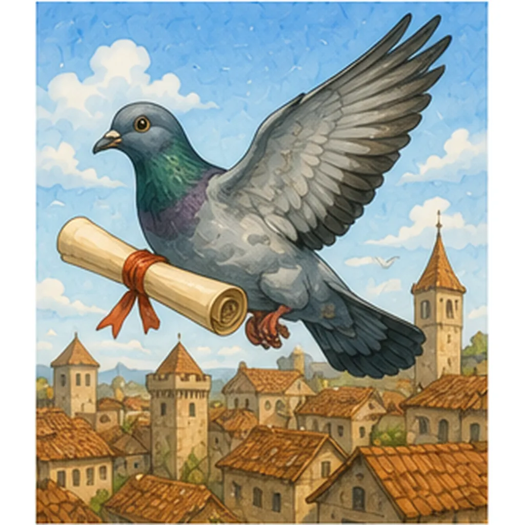 Illustration of people send messages with birds for the question "Why did people send messages with birds?"