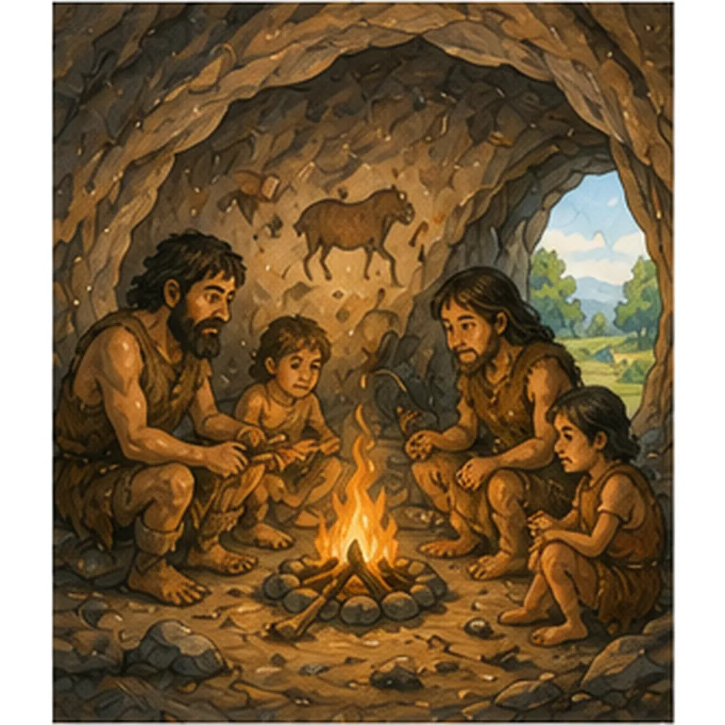 Illustration of some people live in caves long ago for the question "Why did some people live in caves long ago?"